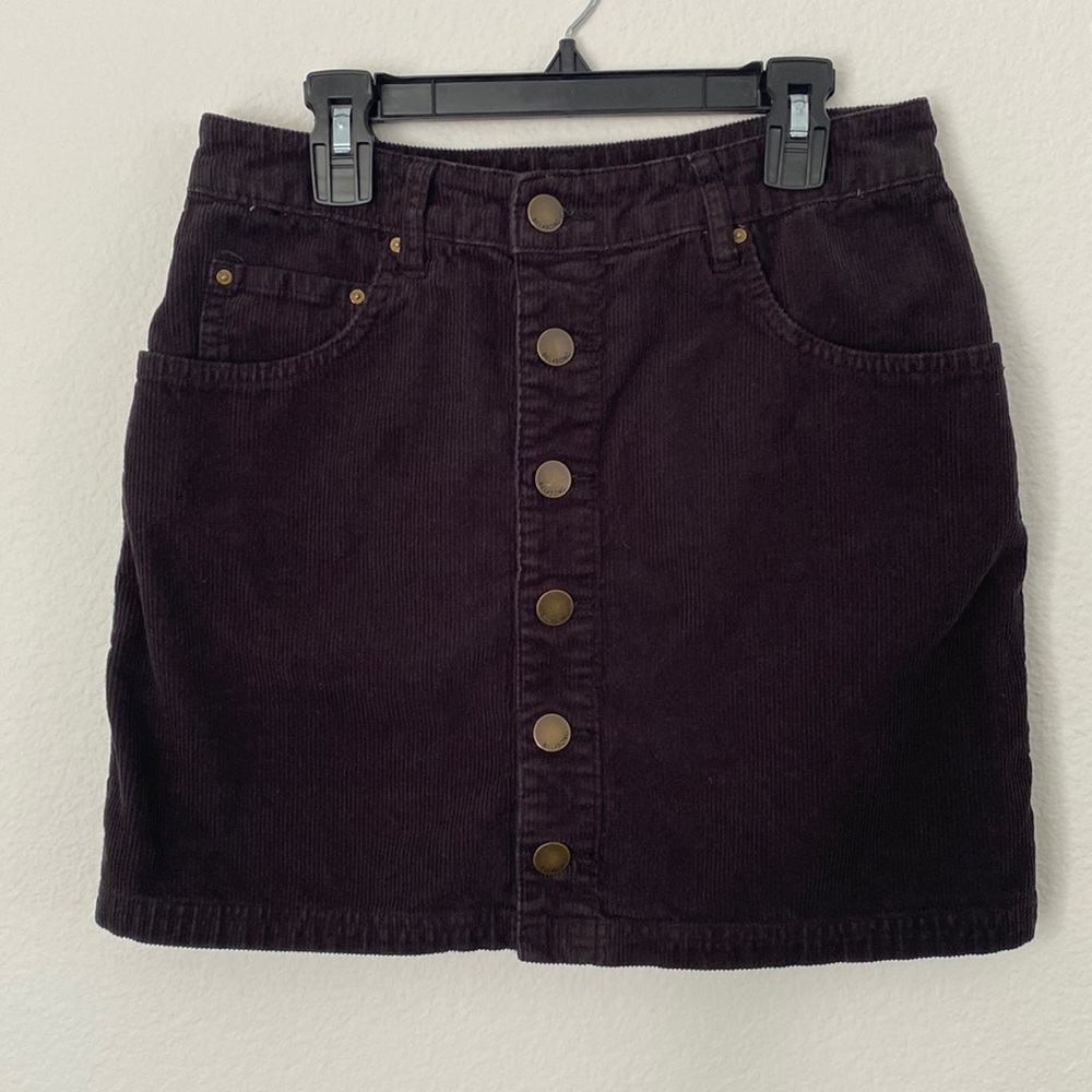 BILLABONG Corduroy Black button down mini skirt SIZE 28 100% cotton